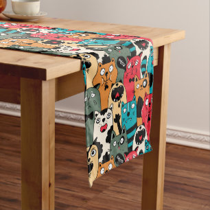 The crowd of cats long table runner