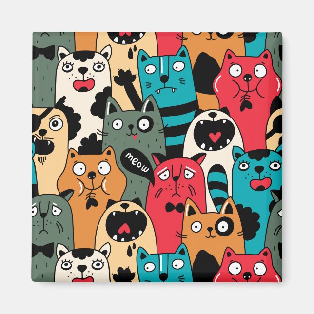 The crowd of cats magnet (Front)
