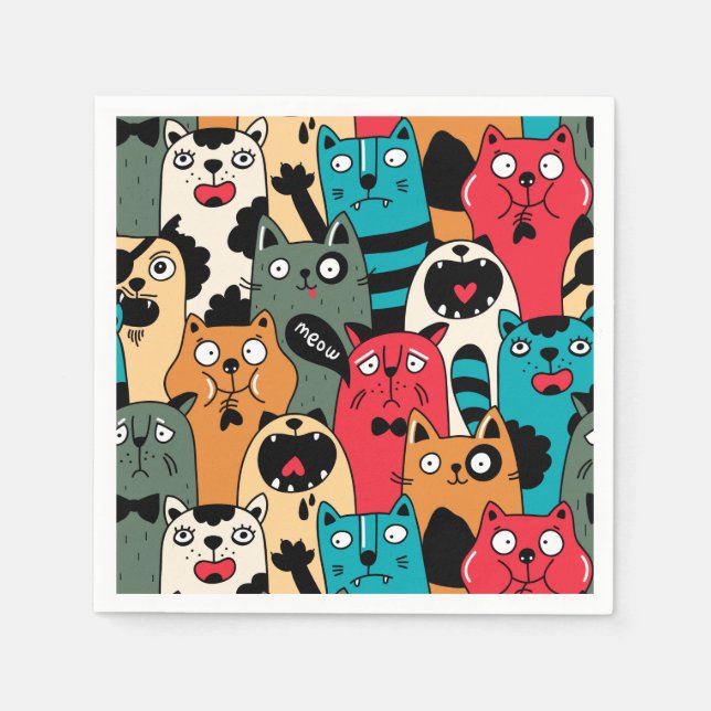 The crowd of cats napkin (Front)