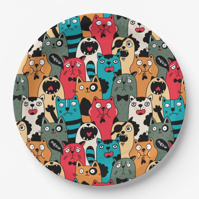 The crowd of cats paper plate (Front)