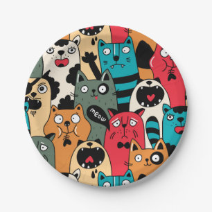 The crowd of cats paper plate