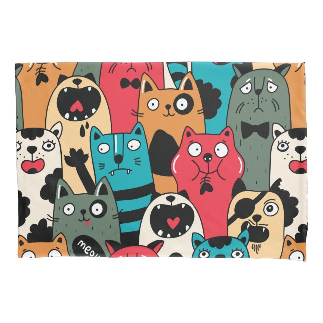 The crowd of cats pillowcase (Front)