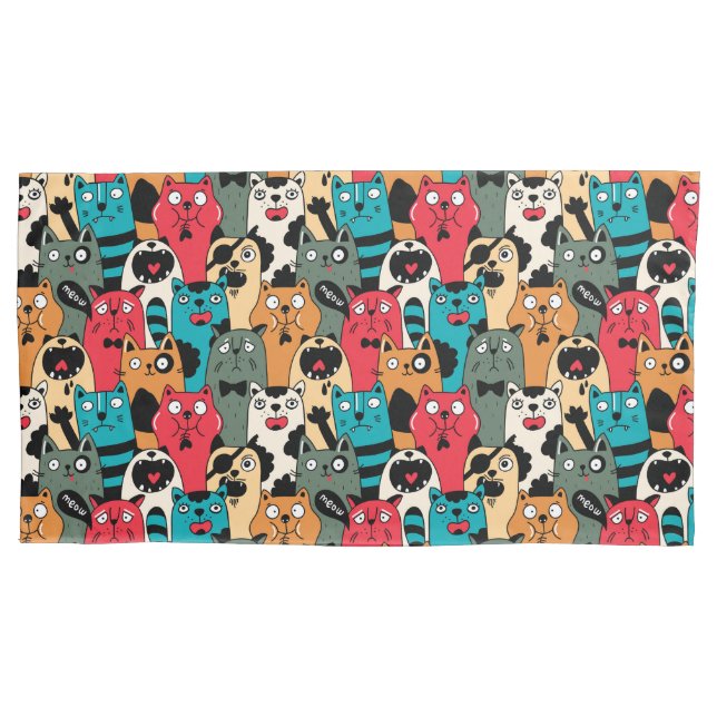 The crowd of cats pillowcase (Front)