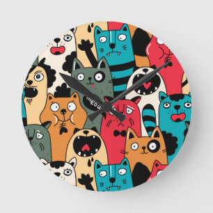 The crowd of cats round clock