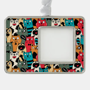 The crowd of cats silver plated framed ornament