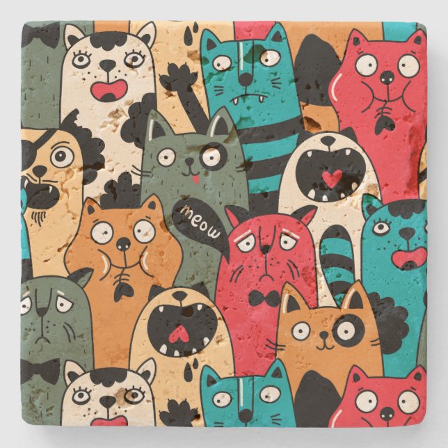 The crowd of cats stone coaster (Front)