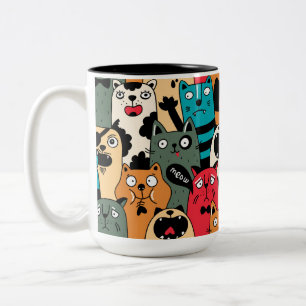 The crowd of cats Two-Tone coffee mug