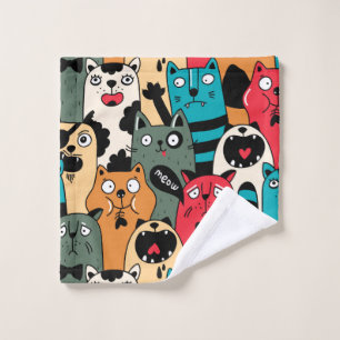 The crowd of cats wash cloth