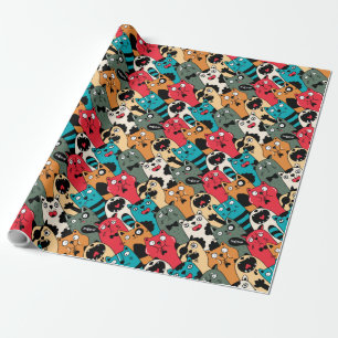 The crowd of cats wrapping paper