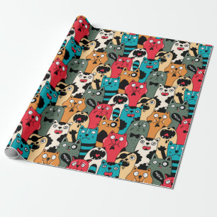 The crowd of cats wrapping paper