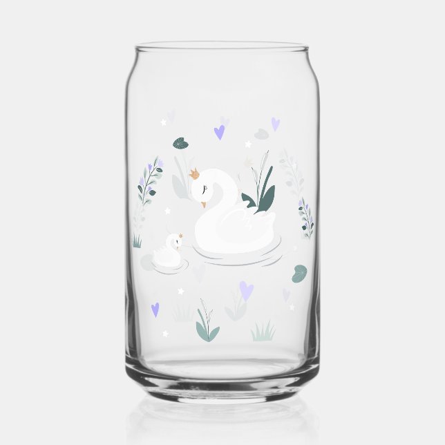 The Crowned Swan Can Glass (Front)