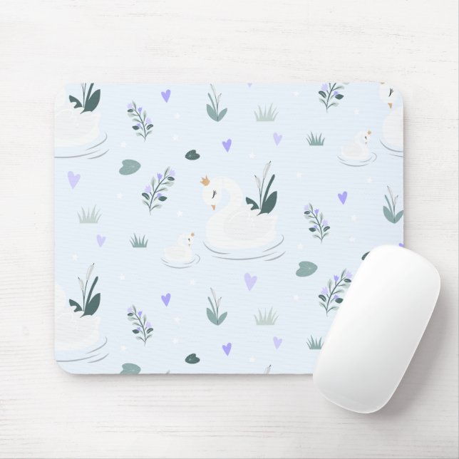 The Crowned Swan Mouse Pad (With Mouse)