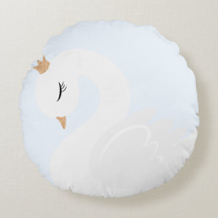 The Crowned Swan Round Cushion