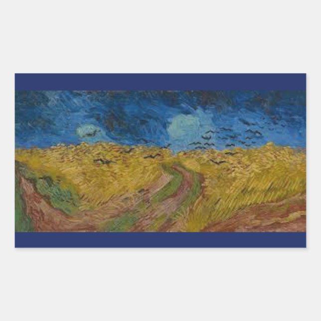 The Crows  by Vincent Van Gogh Rectangular Sticker (Front)