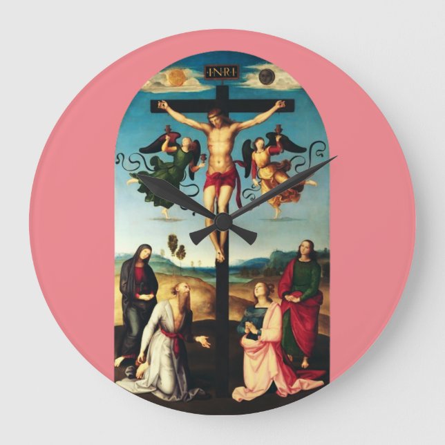 The Crucified Christ with the Virgin Mary Large Clock (Front)