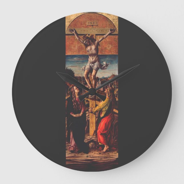 The Crucifixion after Carlo Crivelli Sacred Art Large Clock (Front)