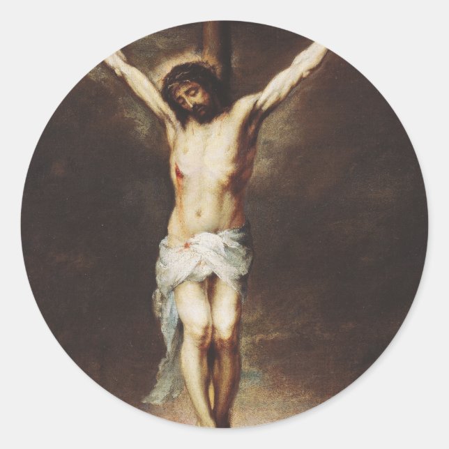 The Crucifixion by Bartolome Esteban Murillo Classic Round Sticker (Front)