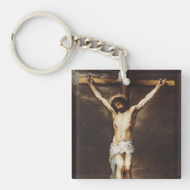 The Crucifixion by Bartolome Esteban Murillo Key Ring (Front)