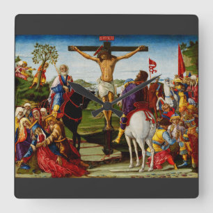 The Crucifixion by Benvenuto di Giovanni Square Wall Clock