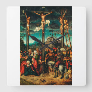 The Crucifixion by Lucas Cranach the Elder Square Wall Clock