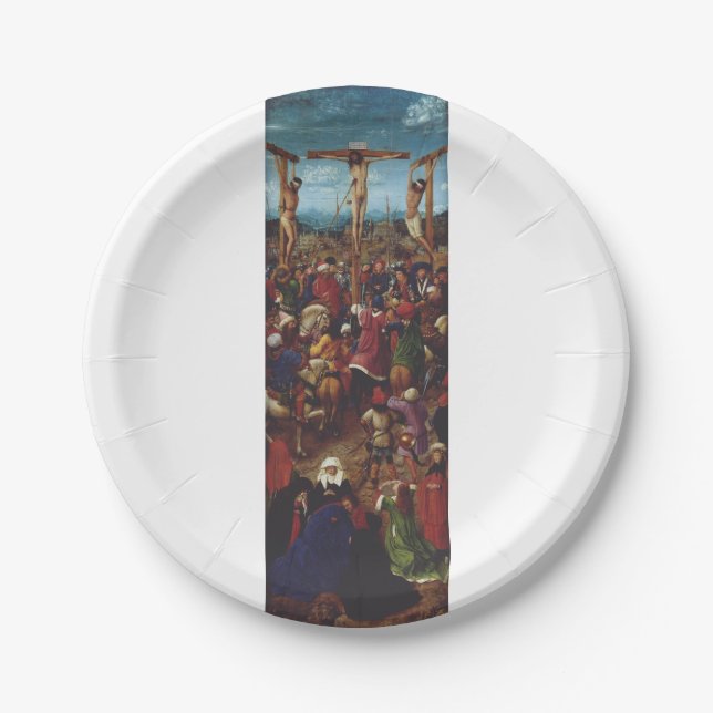 The Crucifixion by Van Eyck Paper Plate (Front)