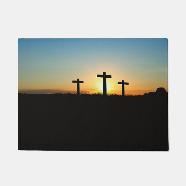 The Crucifixion Crosses at Sunset Doormat (Front)