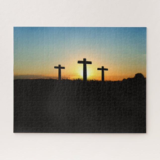 The Crucifixion Crosses at Sunset Jigsaw Puzzle (Horizontal)