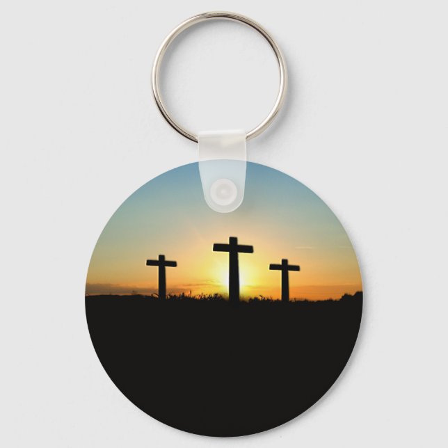 The Crucifixion Crosses at Sunset Key Ring (Front)