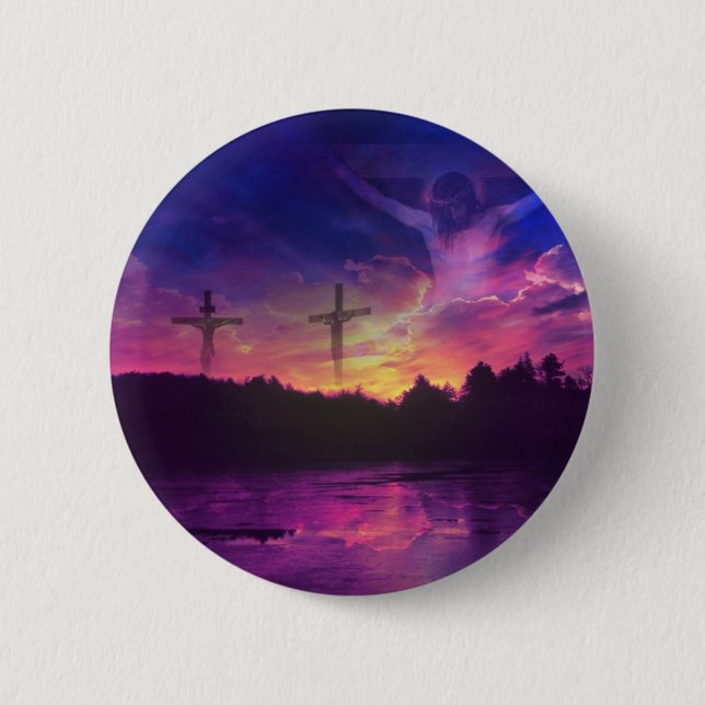 The Crucifixion of Jesus Christ on the Cross 6 Cm Round Badge (Front)