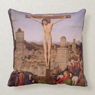 The Crucifixion (oil on panel) Cushion