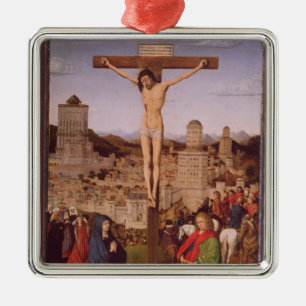 The Crucifixion (oil on panel) Metal Ornament