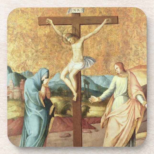 The Crucifixion with the Virgin and St John the Ev Coaster (Front)