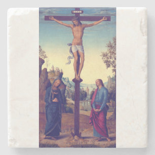 The Crucifixion with the Virgin by Pietro Perugino Stone Coaster
