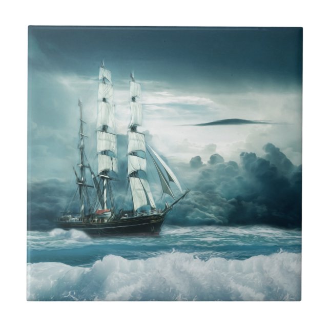 The Cruel Sea - Ship at Sail Ceramic Tile (Front)