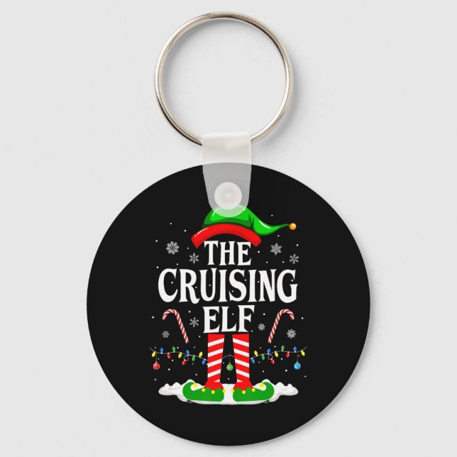 The Cruising Elf Xmas Funny Matching Family Cruise Key Ring (Front)