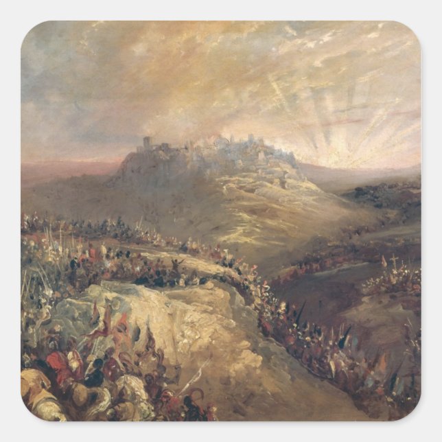 The Crusaders Before Jerusalem Square Sticker (Front)