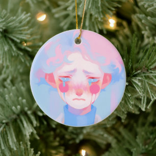The Crying Clown Ceramic Ornament