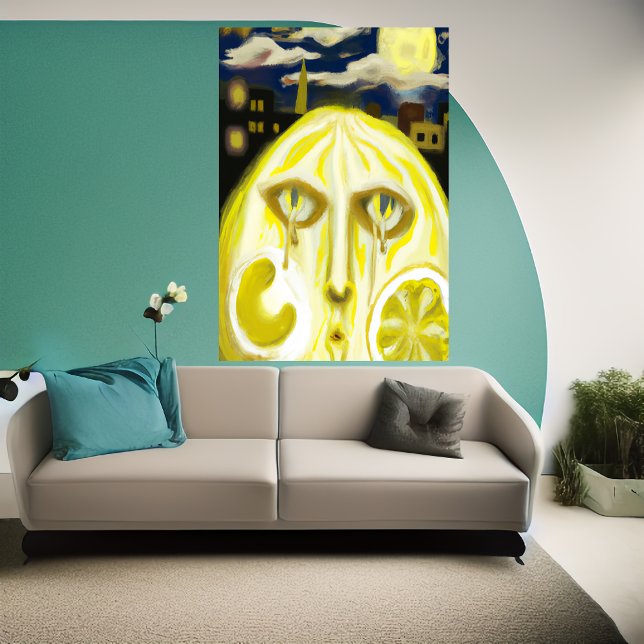 The crying yellow lemon face | AI Art  Poster (Creator Uploaded)