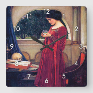 The Crystal Ball, John William Waterhouse Square Wall Clock