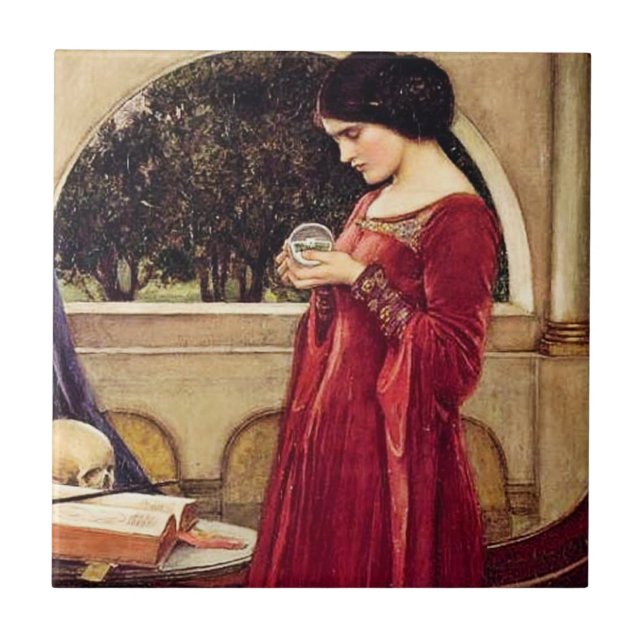"The Crystal Ball" Pre-Raphaelite Ceramic Tile (Front)