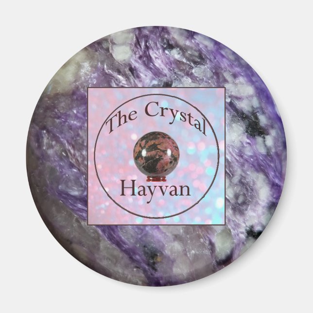 The Crystal Hayvan Magnet with Charoite Image (Front)