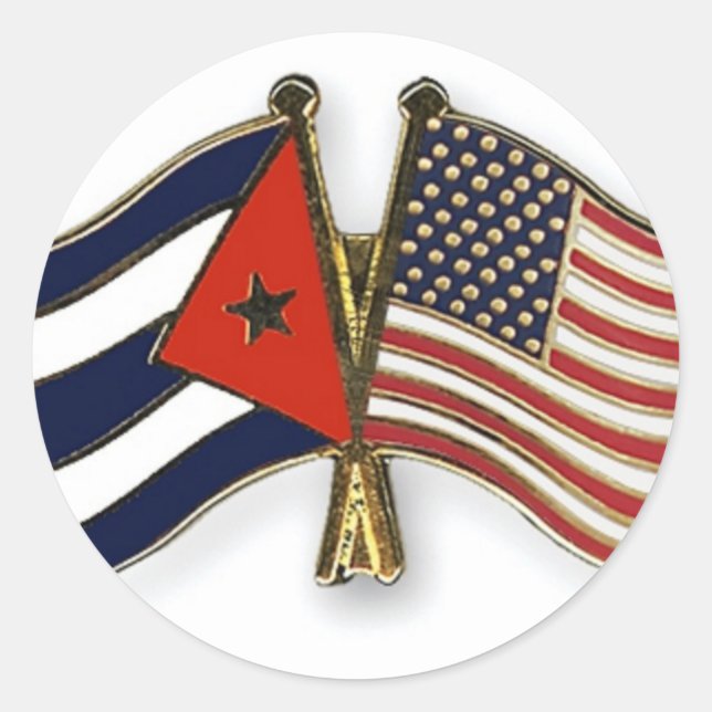 The Cuban Flag and the American Flag Classic Round Sticker (Front)