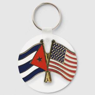 The Cuban Flag and the American Flag Key Ring
