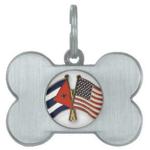 The Cuban Flag and the American Flag Pet Name Tag