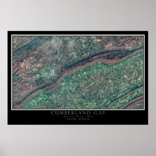 The Cumberland Gap National Park Satellite Map Poster