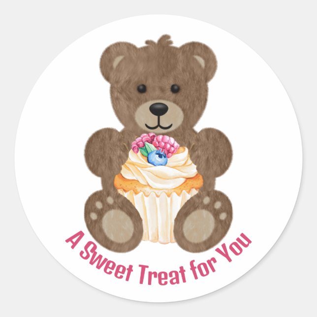 The Cupcake Bear Classic Round Sticker (Front)