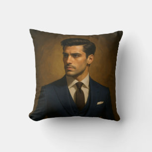 The Curator — Luxury Masculine Portrait Accent Pil Cushion