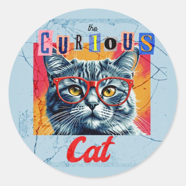 The Curious Cat Classic Round Sticker (Front)