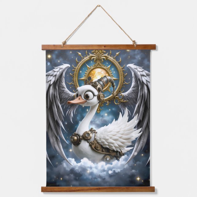 The Curious Clockwork Swan. Hanging Tapestry (Front)