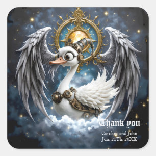 The Curious Clockwork Swan. Square Sticker